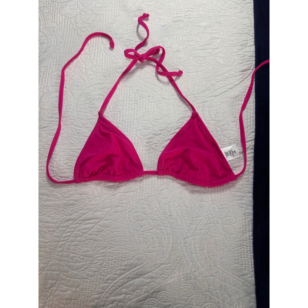 Wild Fable Triangle Bikini Top Womens Medium Pink Solid Halter Sliding Cup
